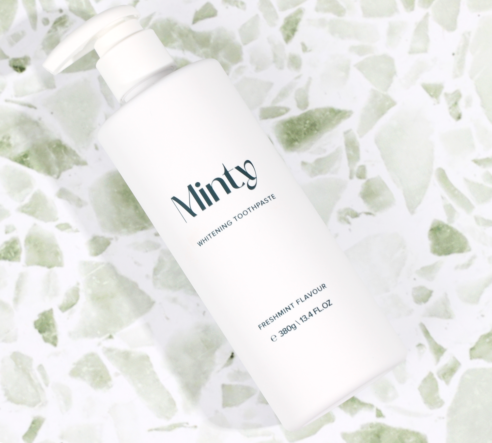 Minty 380g pump toothpaste flat lay — vegan cruelty-free toothpaste Australia
